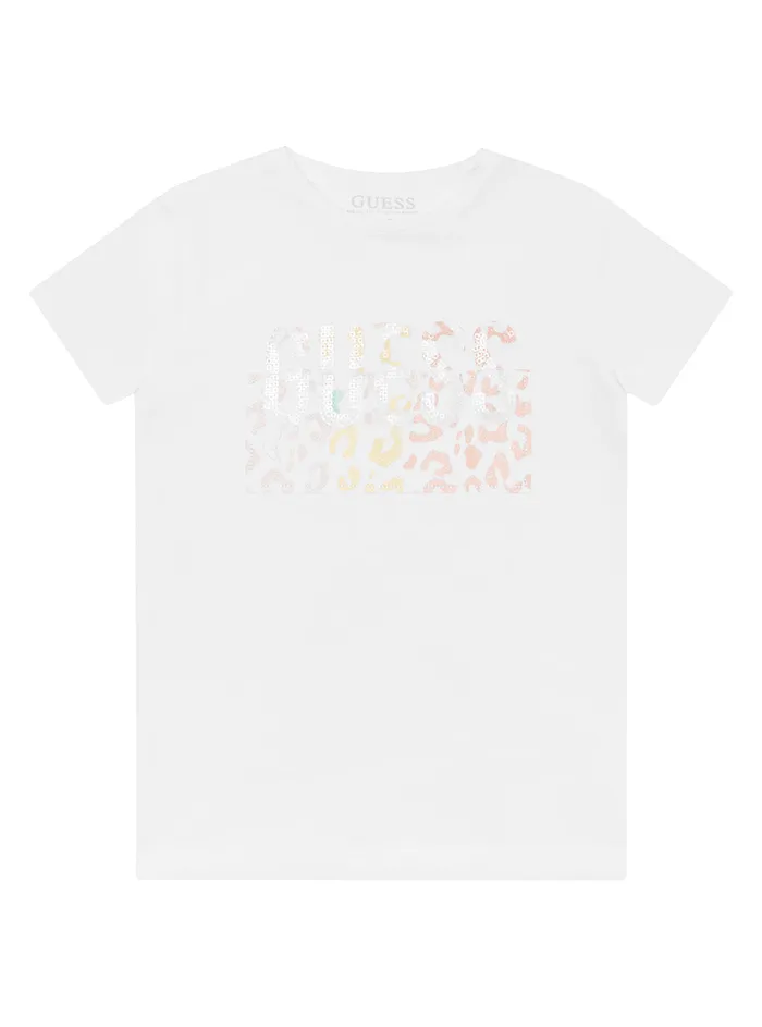 Kids Little Girl GUESS White Leopard Logo Tshirt 27