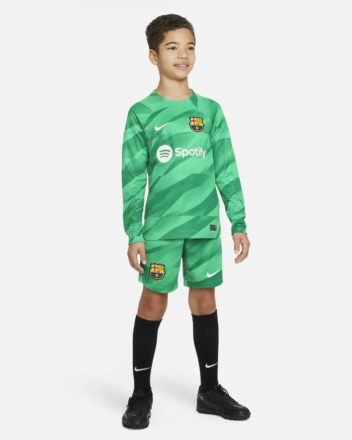 Kids Nike All Clothing FC Barcelona 202324 Stadium Goalkeeper Stadium Greenmalachitewhite