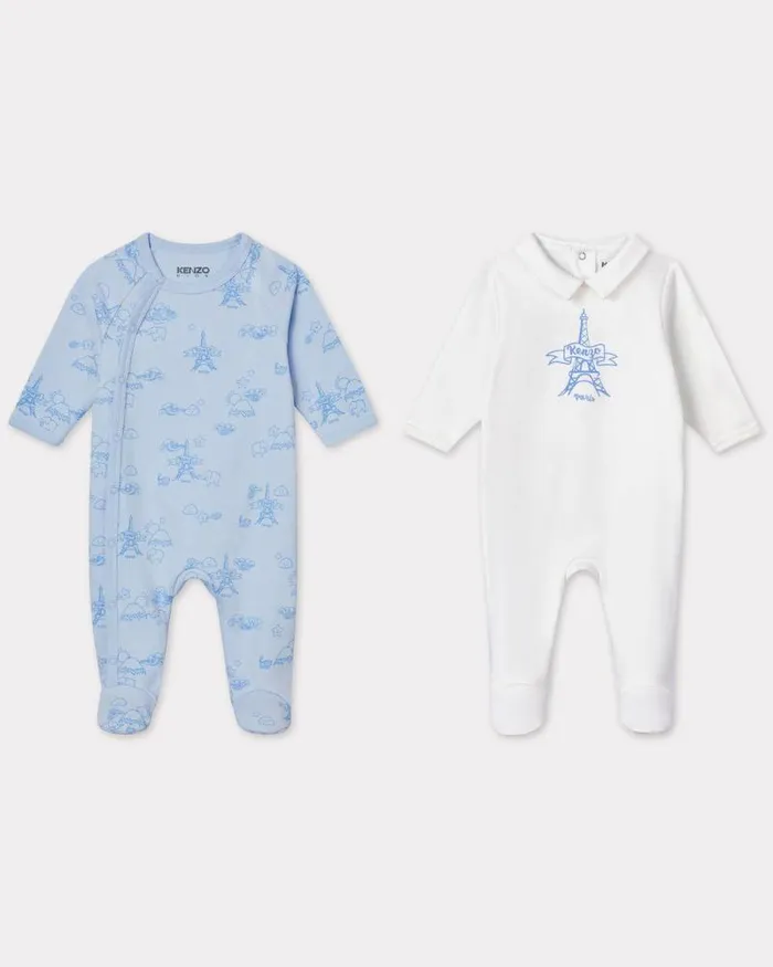Kids Set Of 2 Cotton Pyjamas Light Blue Kenzo Babies 1 Month 8211 2 Years