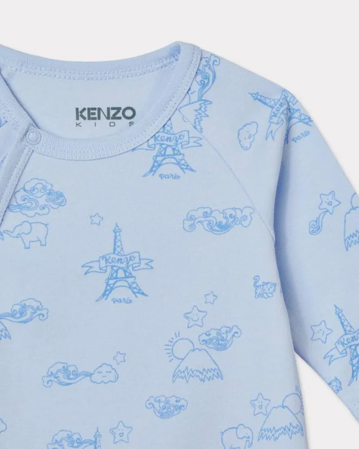 Kids Set Of 2 Cotton Pyjamas Light Blue Kenzo Babies 1 Month 8211 2 Years