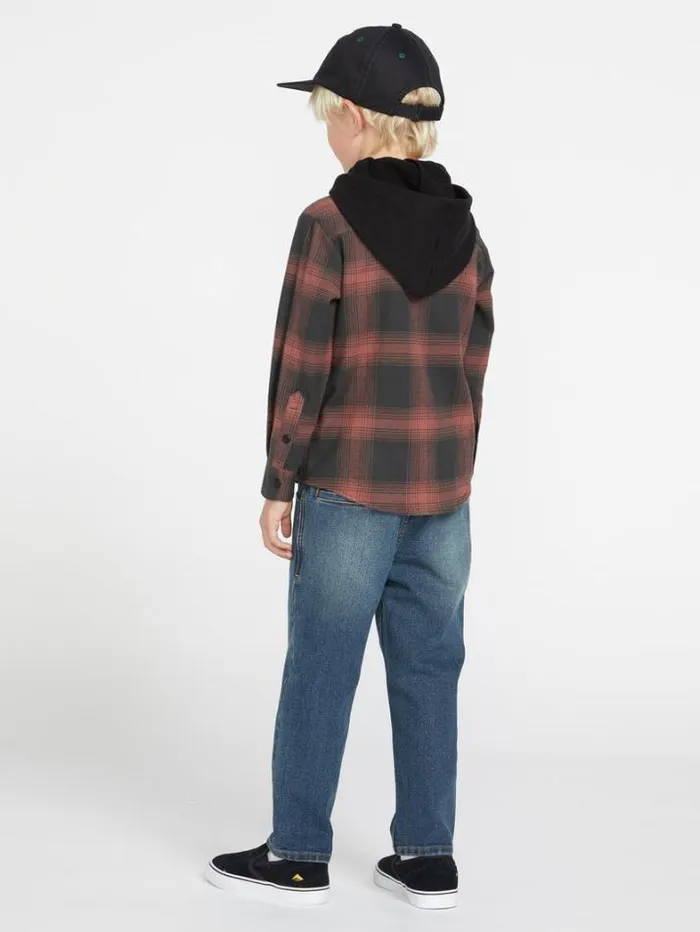 Kids Shirts and Flannels Volcom Little Boys Neta Stone Hooded Flannel 8211 Stealth