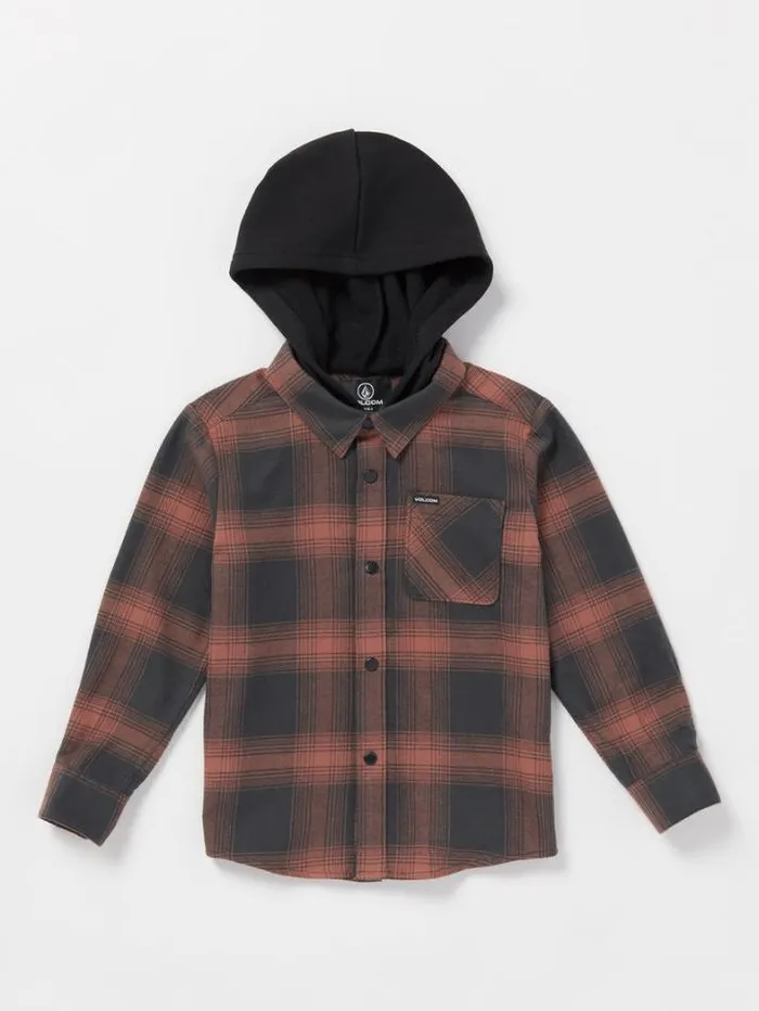 Kids Shirts and Flannels Volcom Little Boys Neta Stone Hooded Flannel 8211 Stealth