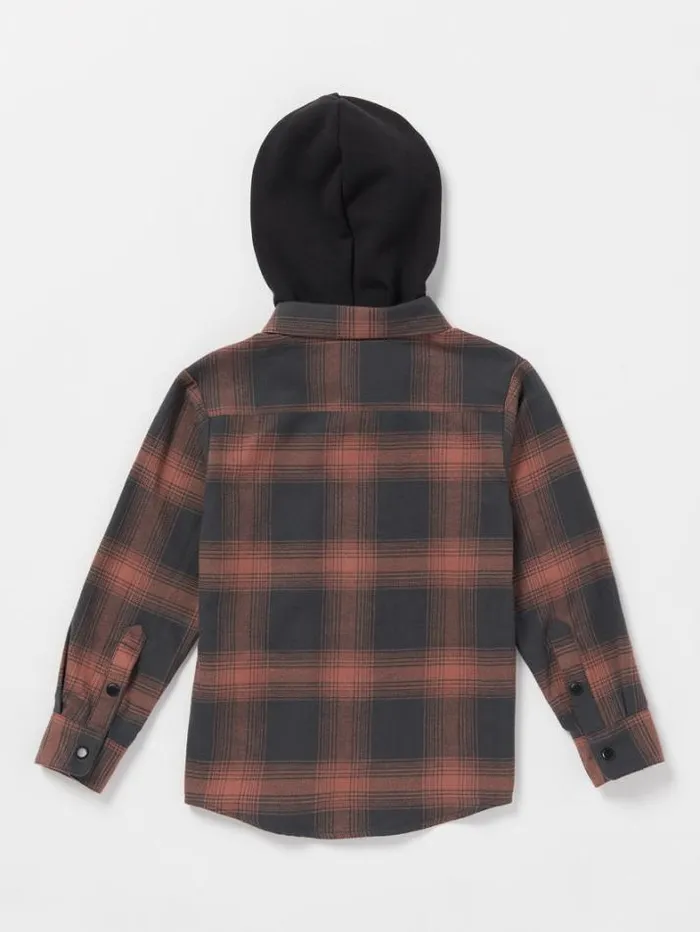 Kids Shirts and Flannels Volcom Little Boys Neta Stone Hooded Flannel 8211 Stealth