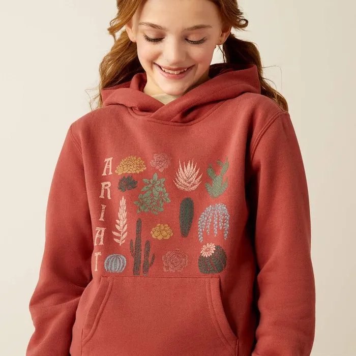 Kids Sweatshirts and Hoodies Ariat Southwest Collections Hoodie Marsala