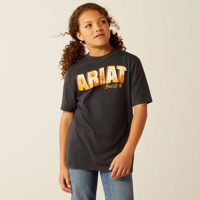 Kids TShirts and Polos Ariat Ariat Postcard SS TShrt Charcoal Heather