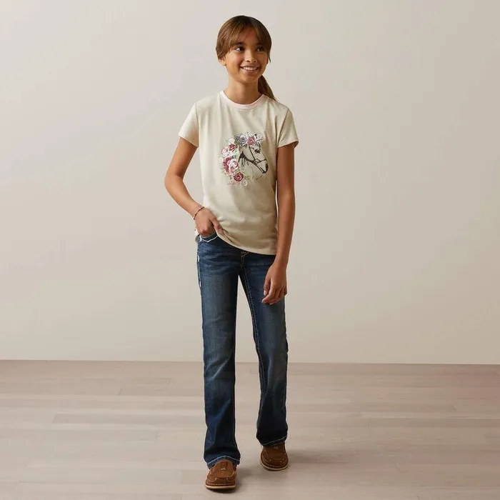 Kids TShirts and Polos Ariat Flora TShirt Oatmeal Heather
