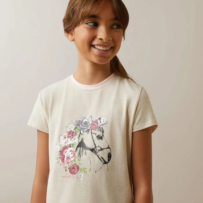 Kids TShirts and Polos Ariat Flora TShirt Oatmeal Heather