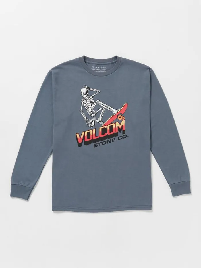 Kids TShirts and Tanks Volcom Big Boys Bone Slide Long Sleeve Tee 8211 Dark Slate