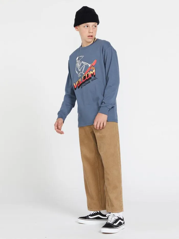 Kids TShirts and Tanks Volcom Big Boys Bone Slide Long Sleeve Tee 8211 Dark Slate