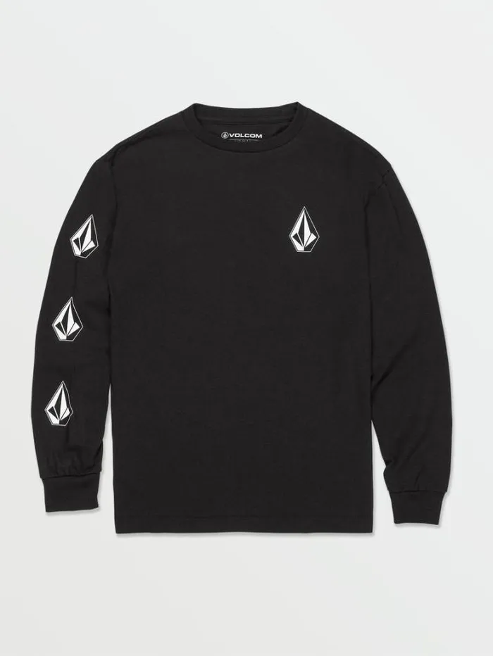 Kids TShirts and Tanks Volcom Big Boys Iconic Stone Long Sleeve Tee 8211 Black