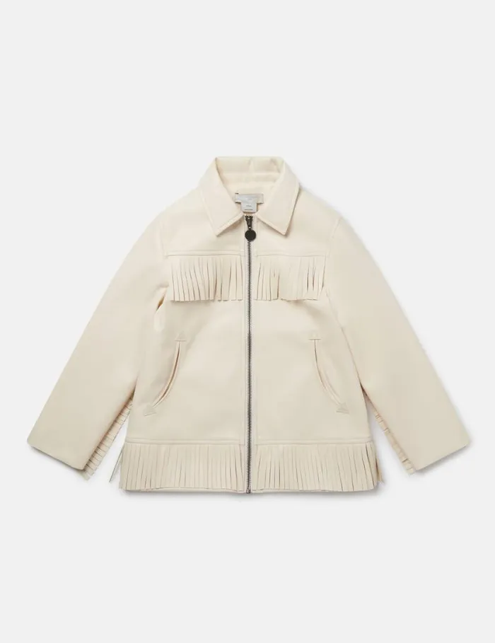 Kids Western Fringed Jacket Cream Stella McCartney Outerwear