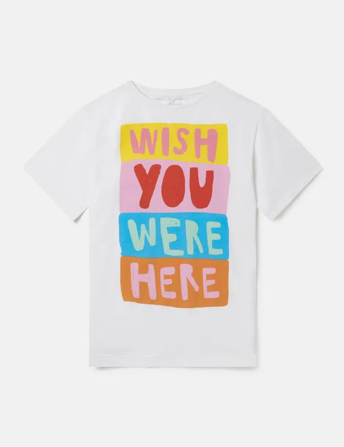 Kids Wish You Were Here Slogan TShirt White Stella McCartney TShirts And Tops