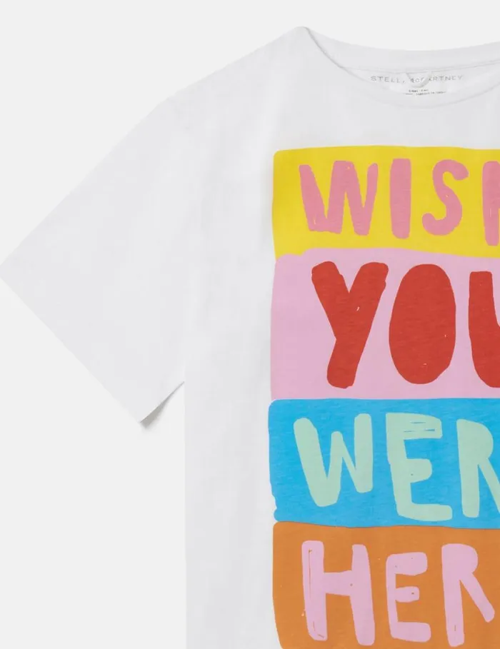 Kids Wish You Were Here Slogan TShirt White Stella McCartney TShirts And Tops