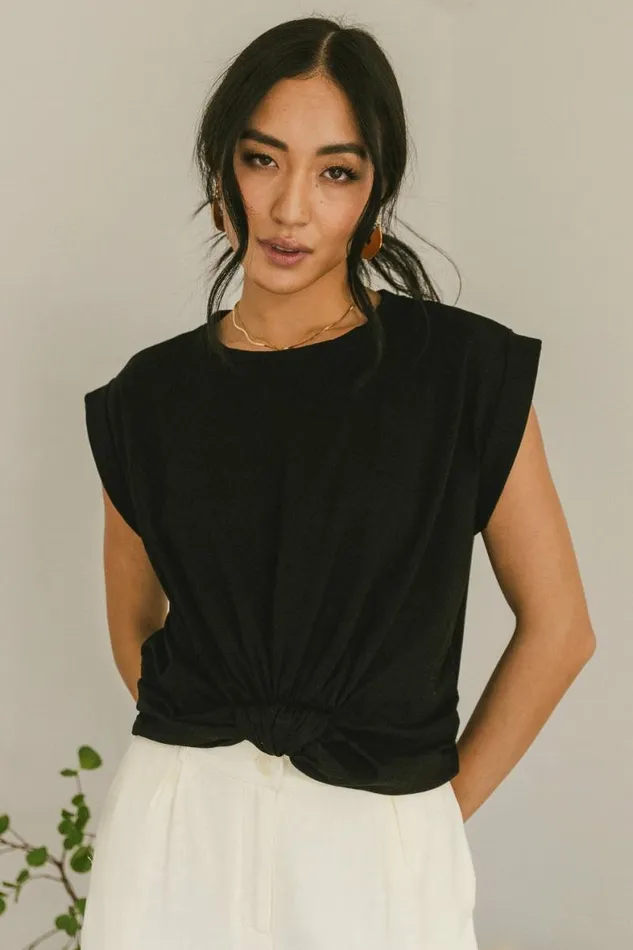 Kimberly Top In Black 8211 FINAL SALE Black Women Bohme Tees and Tanks