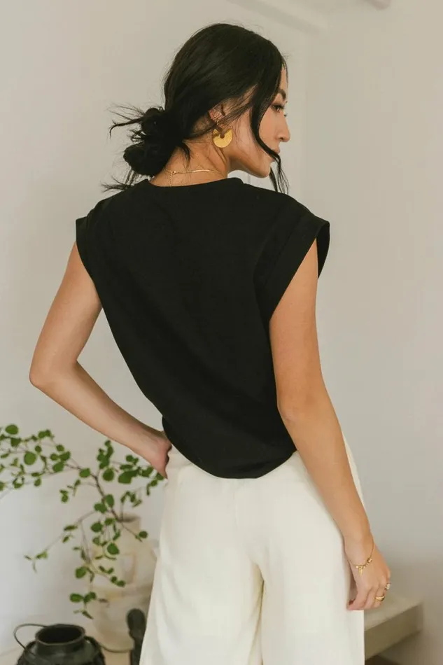Kimberly Top In Black 8211 FINAL SALE Black Women Bohme Tees and Tanks
