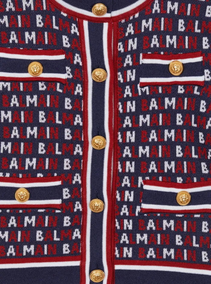 Knit Cardigan Navy Kids Balmain