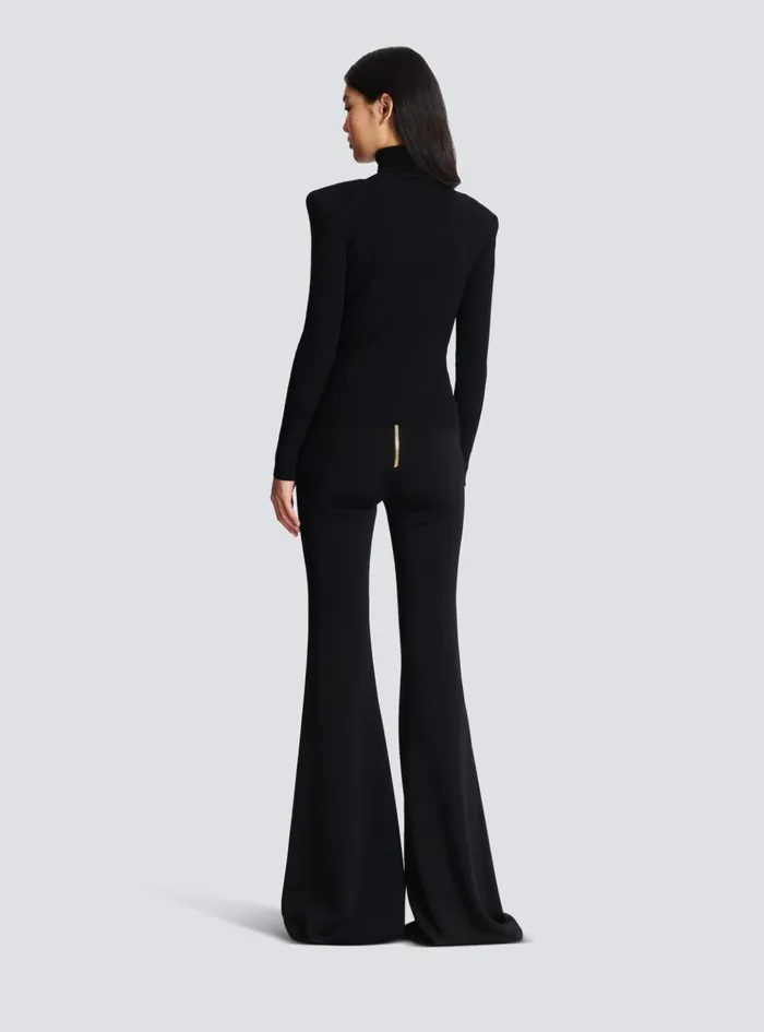 Knit Jumper With Gold Buttons Black Women Balmain Knitwear