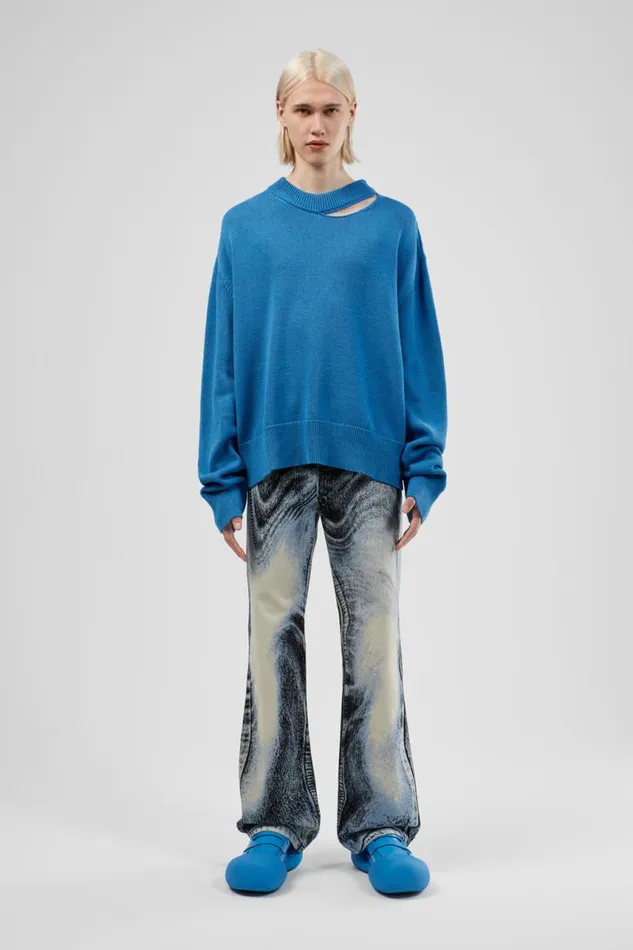 Knit Men Camper Melange Knit Sweater Blue Melange Knit Sweater