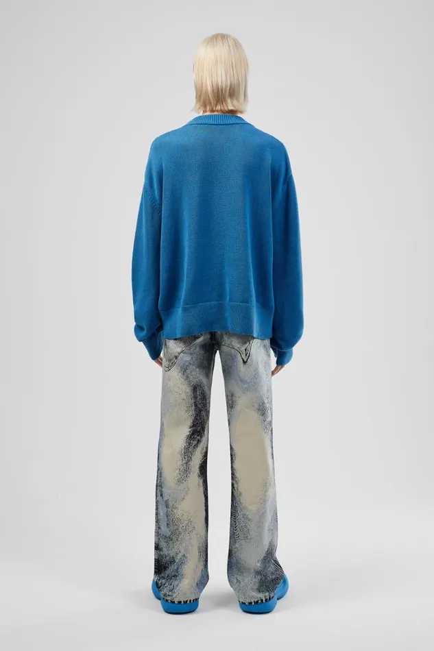 Knit Men Camper Melange Knit Sweater Blue Melange Knit Sweater