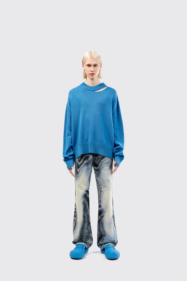 Knit Men Camper Melange Knit Sweater Blue Melange Knit Sweater