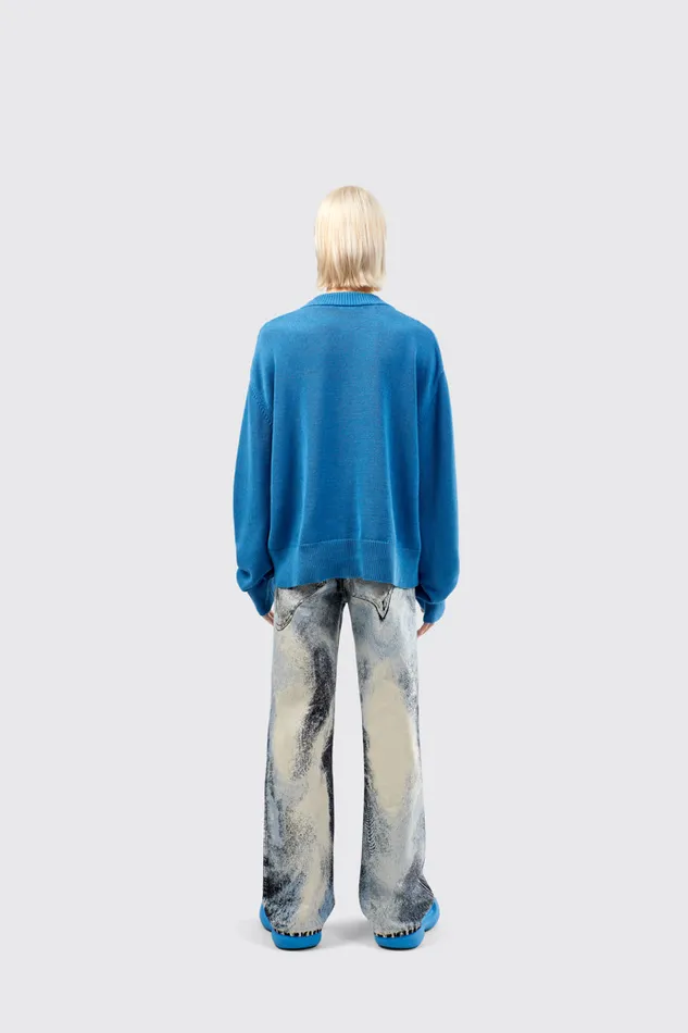 Knit Men Camper Melange Knit Sweater Blue Melange Knit Sweater