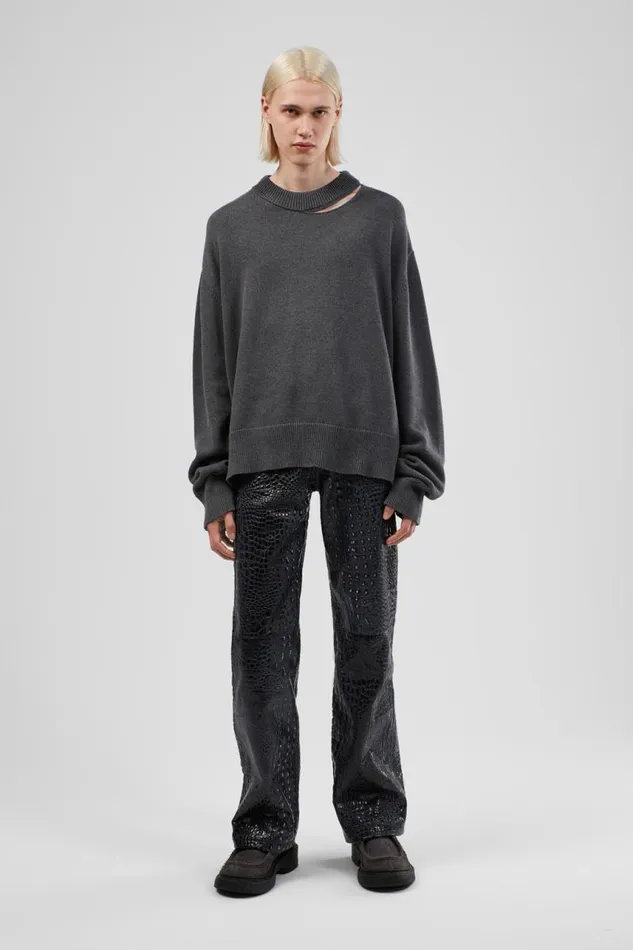 Knit Men Camper Melange Knit Sweater Gray Melange Knit Sweater