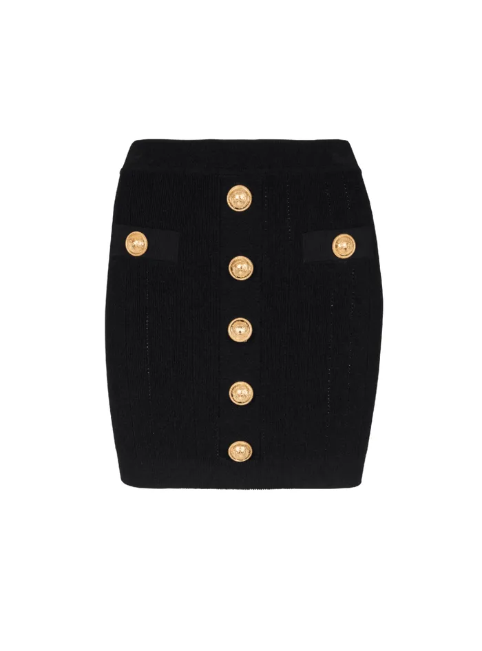 Knit Skirt With Buttons Black Women Balmain Knitwear