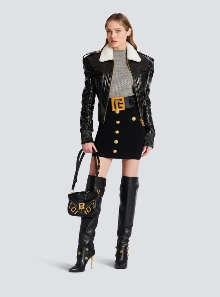 Knit Skirt With Buttons Black Women Balmain Knitwear