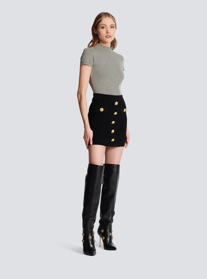 Knit Skirt With Buttons Black Women Balmain Knitwear