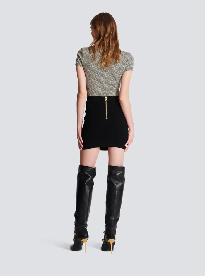 Knit Skirt With Buttons Black Women Balmain Knitwear