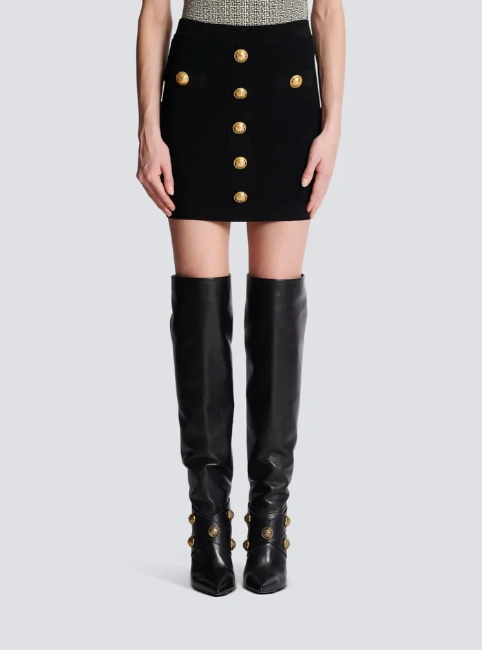 Knit Skirt With Buttons Black Women Balmain Knitwear