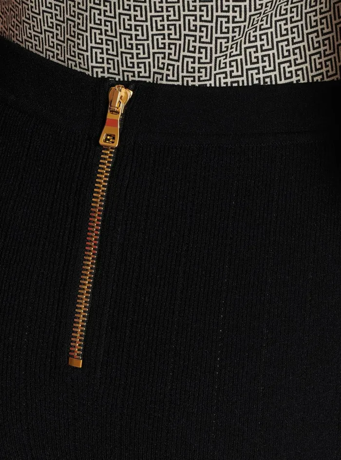Knit Skirt With Buttons Black Women Balmain Knitwear