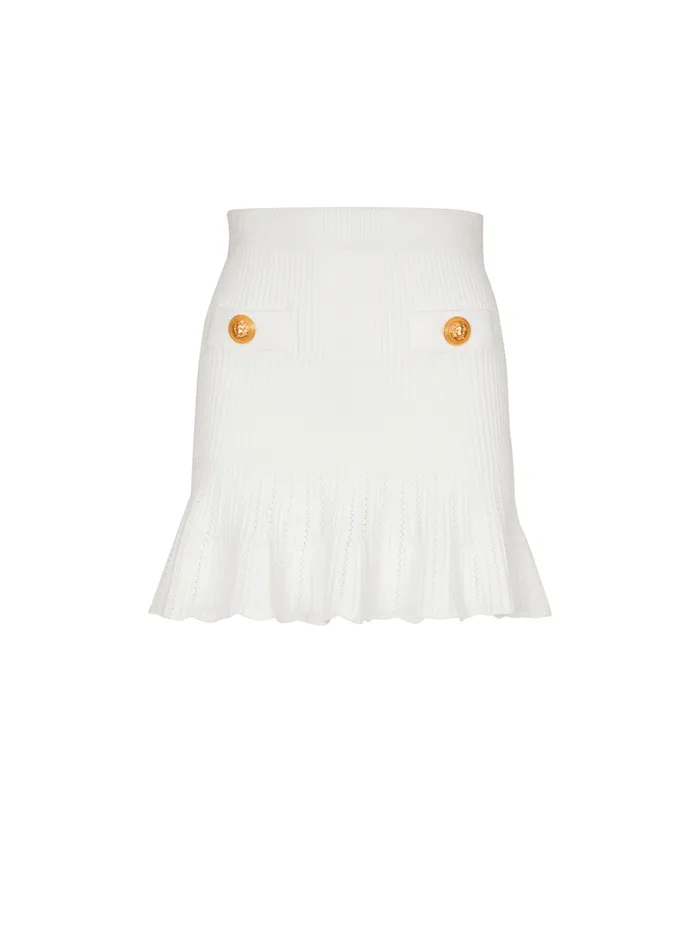 Knitted Skater Skirt White Women Balmain Skirts