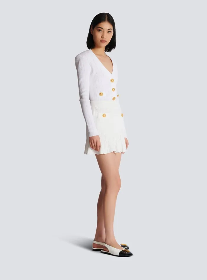 Knitted Skater Skirt White Women Balmain Skirts