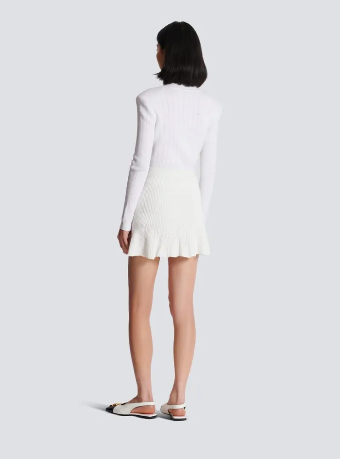 Knitted Skater Skirt White Women Balmain Skirts