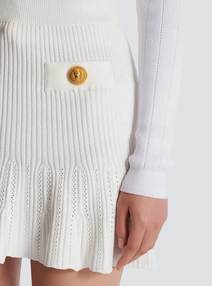 Knitted Skater Skirt White Women Balmain Skirts