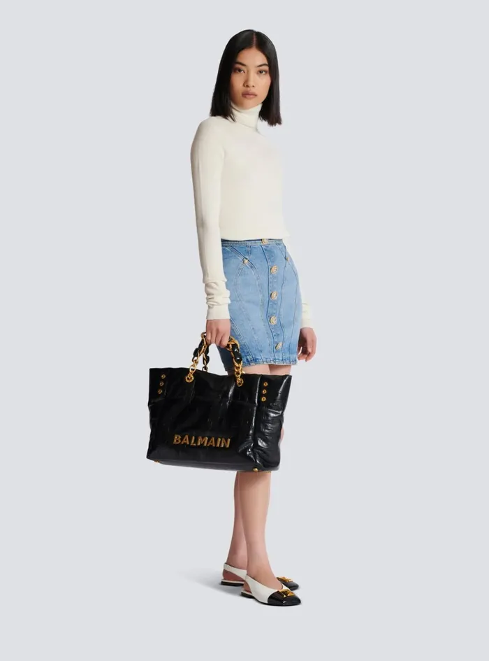 Knitted Turtleneck Jumper Beige Women Balmain Knitwear