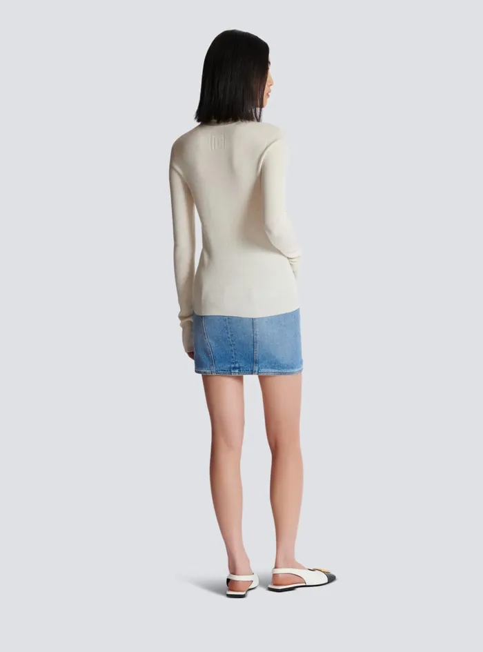 Knitted Turtleneck Jumper Beige Women Balmain Knitwear