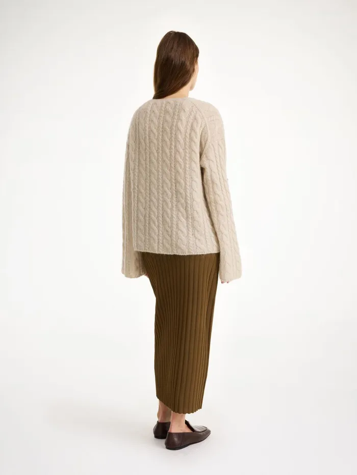 Knitwear Women By Malene Birger Cimone Cableknit Sweater Oyster Gray