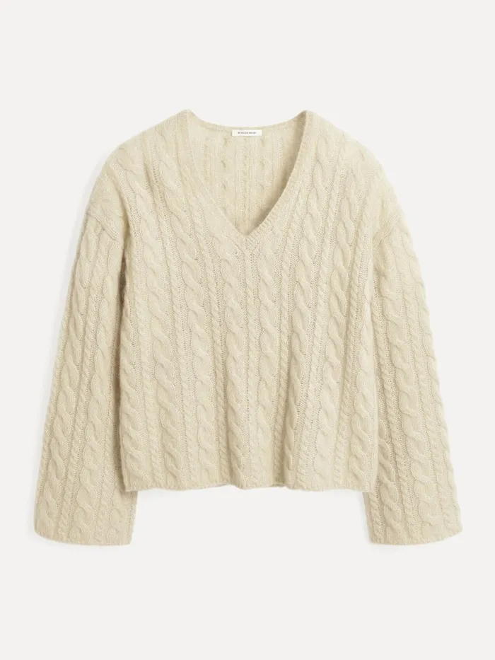 Knitwear Women By Malene Birger Cimone Cableknit Sweater Oyster Gray
