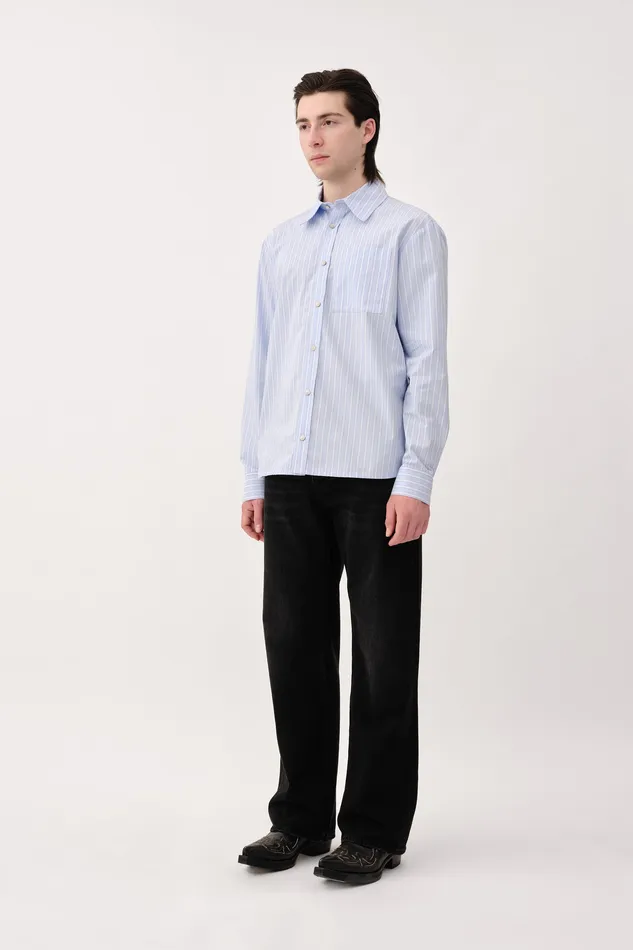 Knox Stripe Blue Tripe Men Shirts Wonhundred