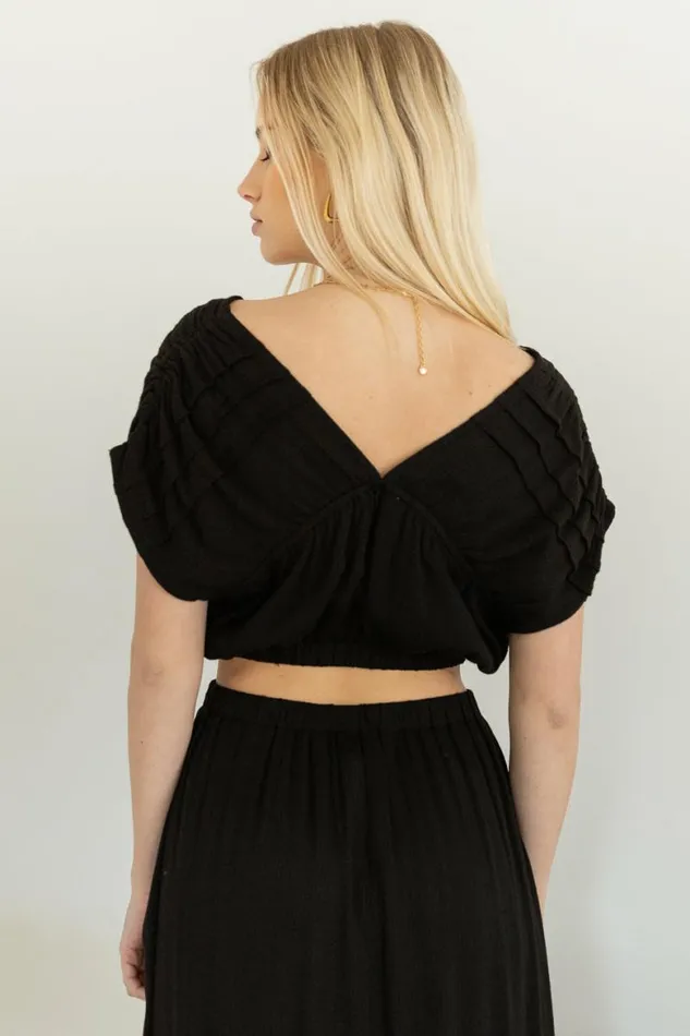 Korynne Crop Top In Black 8211 FINAL SALE Black Women Bohme Sets