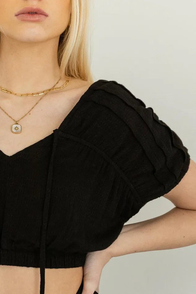 Korynne Crop Top In Black 8211 FINAL SALE Black Women Bohme Sets