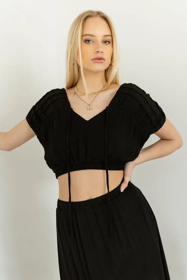 Korynne Crop Top In Black 8211 FINAL SALE Black Women Bohme Sets