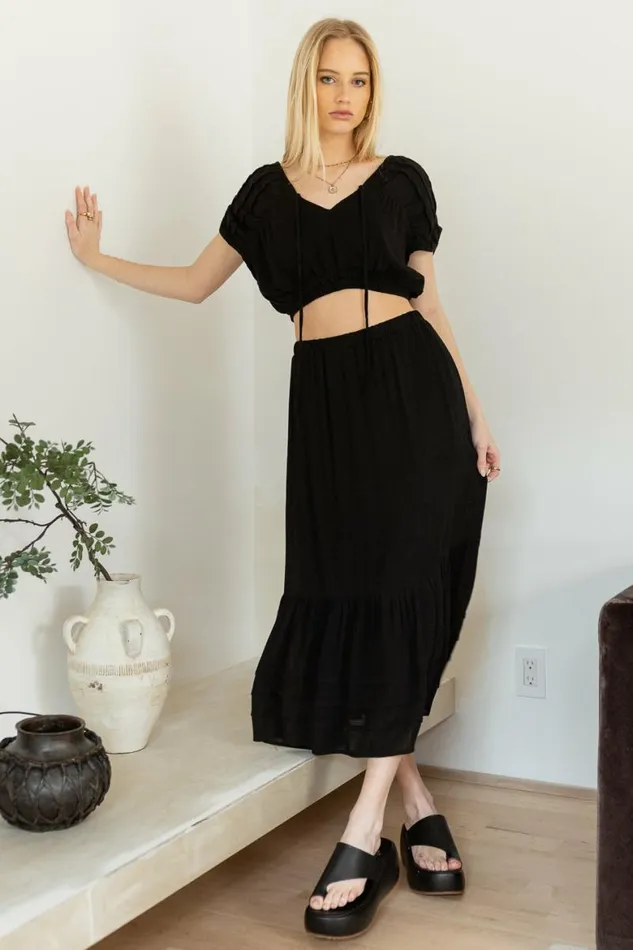 Korynne Crop Top In Black 8211 FINAL SALE Black Women Bohme Sets