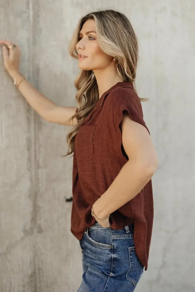 Kylar Collared Top In Burgundy Burgundy Women Bohme Tops