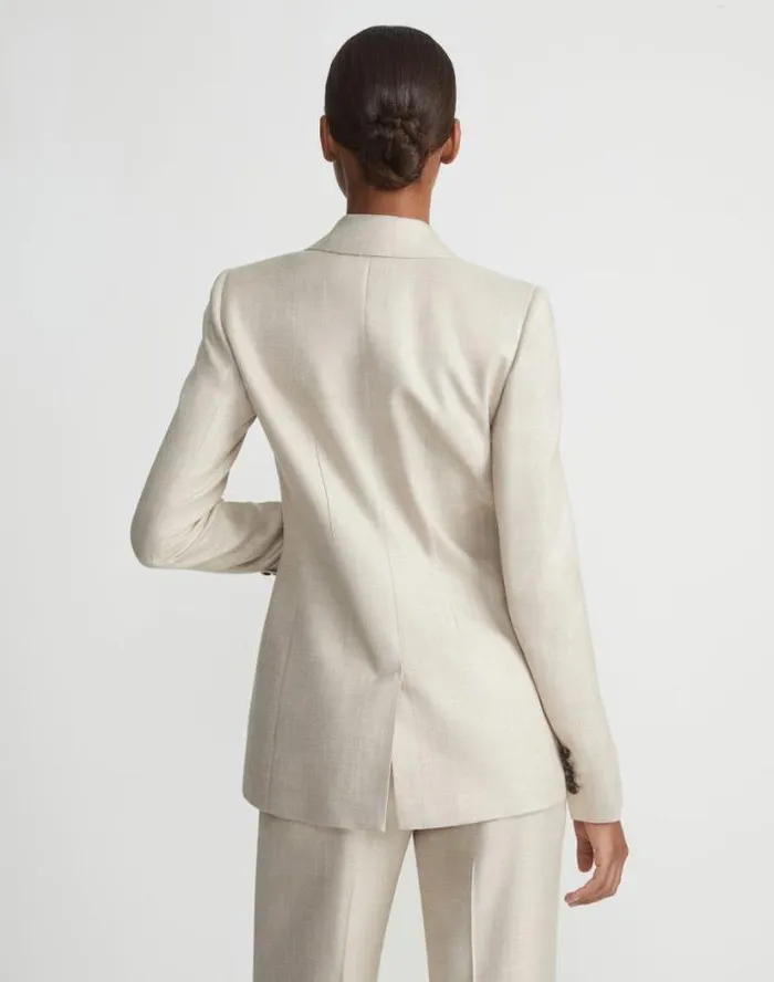 Lafayette 148 New York Bamboo Viscose Twill Single Button Blazer Birch Bark Multi Ready To Wear Jackets and Blazers