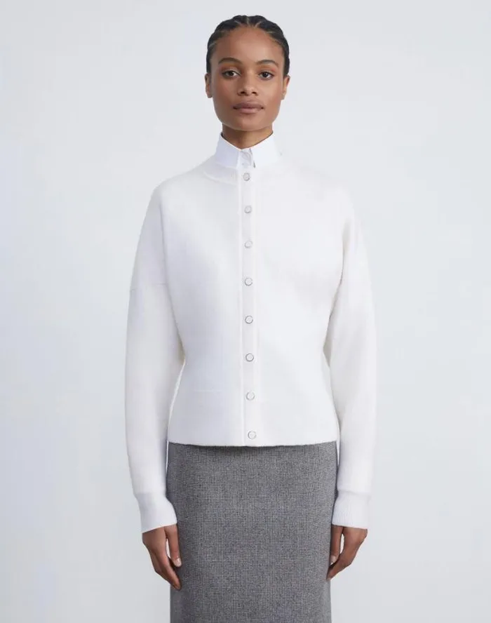 Lafayette 148 New York Boiled Wool Cardigan Black Ready To Wear Sweaters and Knits