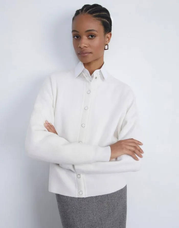 Lafayette 148 New York Boiled Wool Cardigan Black Ready To Wear Sweaters and Knits