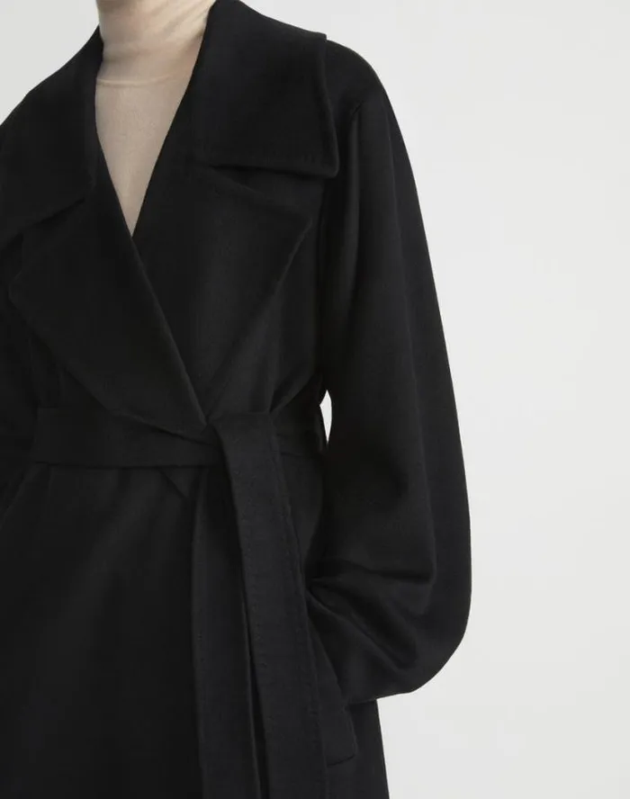 Lafayette 148 New York Camel Hair Oversized Trench Coat Black Ready To Wear Coats and Outerwear